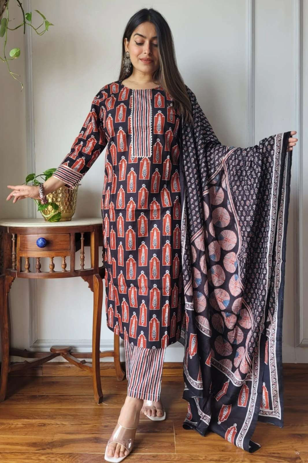 Shri Balaji Emporium RF 17874 Ready to Wear Pure Cotton Bagru Handblock Printed Suit