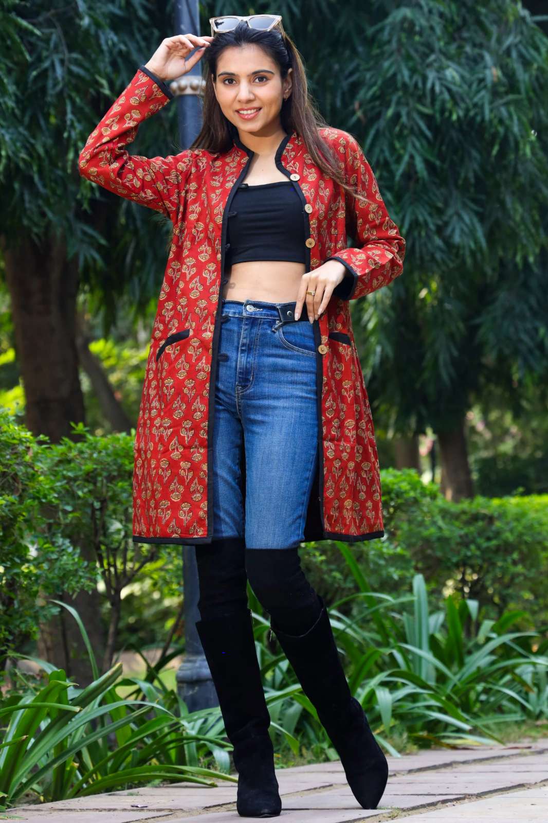 Shri Balaji Emporium RF 17895 Ready to Wear Bagru Handblock Printed Cotton Winter Jacket 