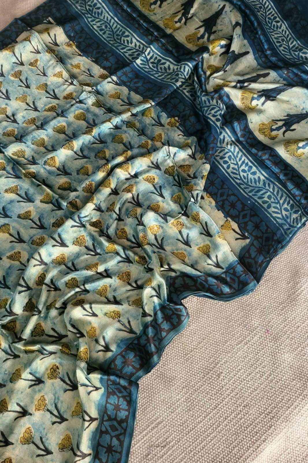 Shri Balaji Emporium RF 17896 Bagru Hand Block Printed Modal Silk Saree