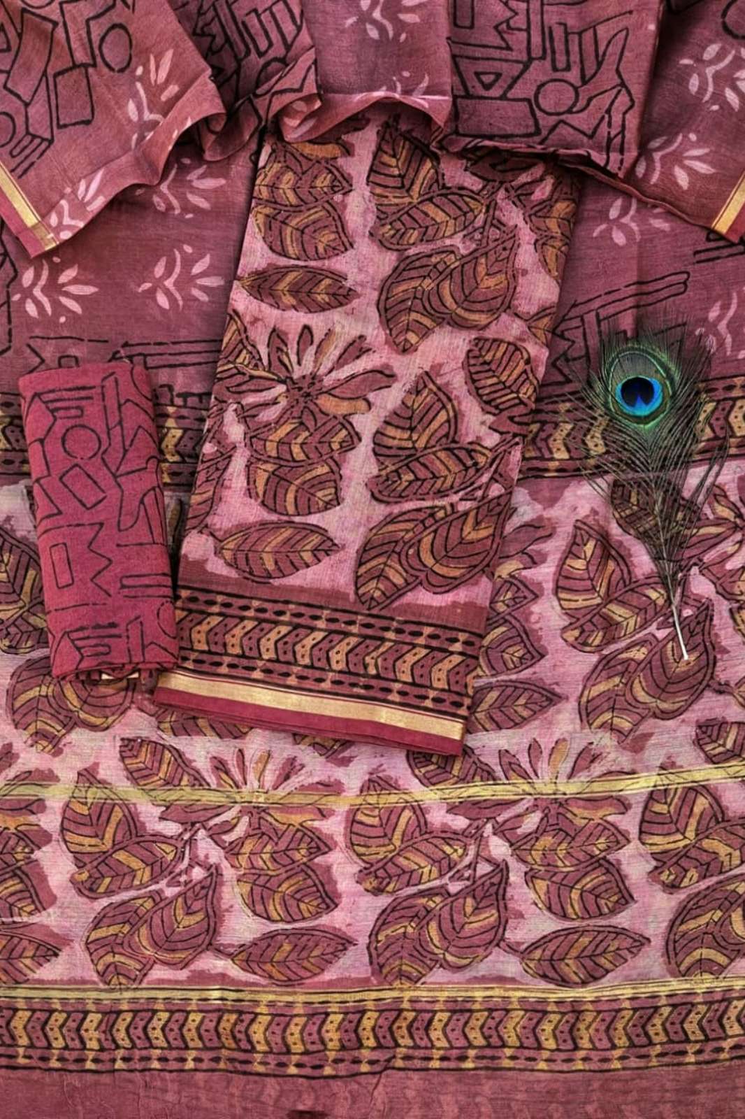 Shri Balaji Emporium RF17351 Hand Block Printed Chanderi Silk Unstitch Suit