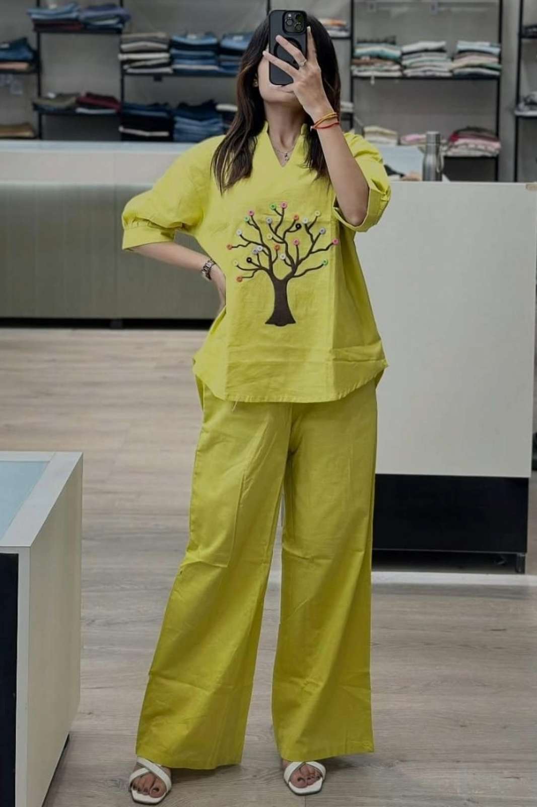 Shri Balaji Emporium RF17355 Ready to Wear Pure Cotton Embroidered Co-ord Set