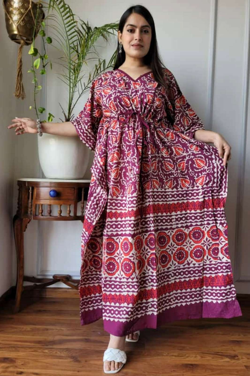 Shri Balaji Emporium RF17894 Ready to Wear Bagru Pure Cotton HandBlock Printed Kaftan 