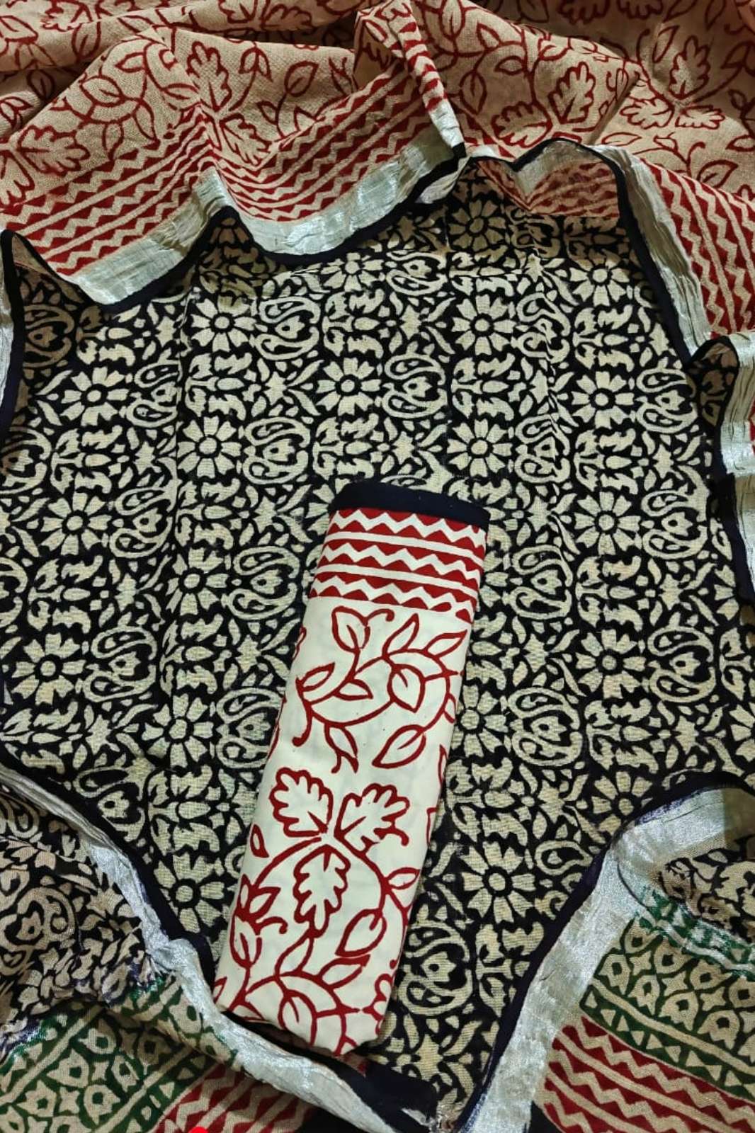 Shri Balaji Emporium RF17948 Bagru Hand Block Printed Cotton Linen Unstitched Suits