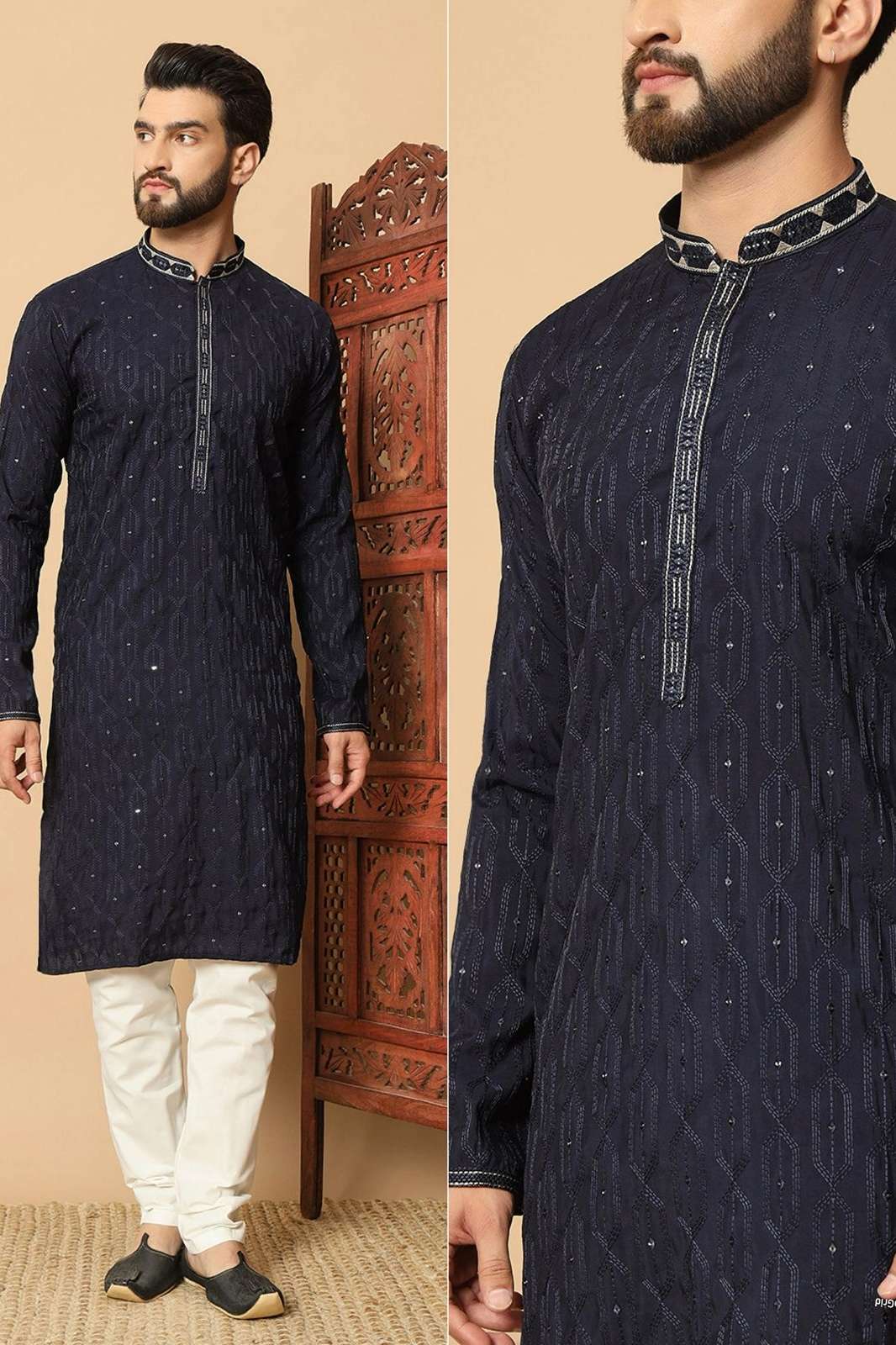 Shri Balaji Emporium Utsav 5 0 Mens Wear Ready to Wear Sequins Work Kurta Pajama