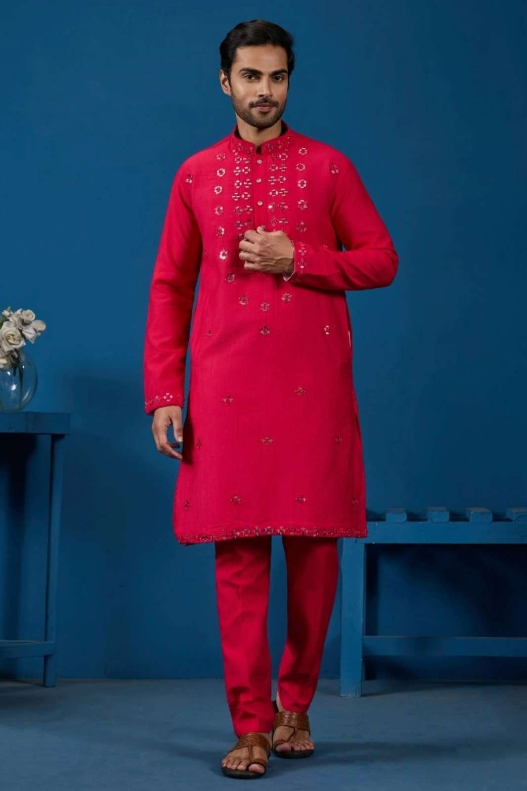Shubhvastra ROYAL OCCASIONReady to Wear Viscose Silk Real Mirror Kurta Pajama