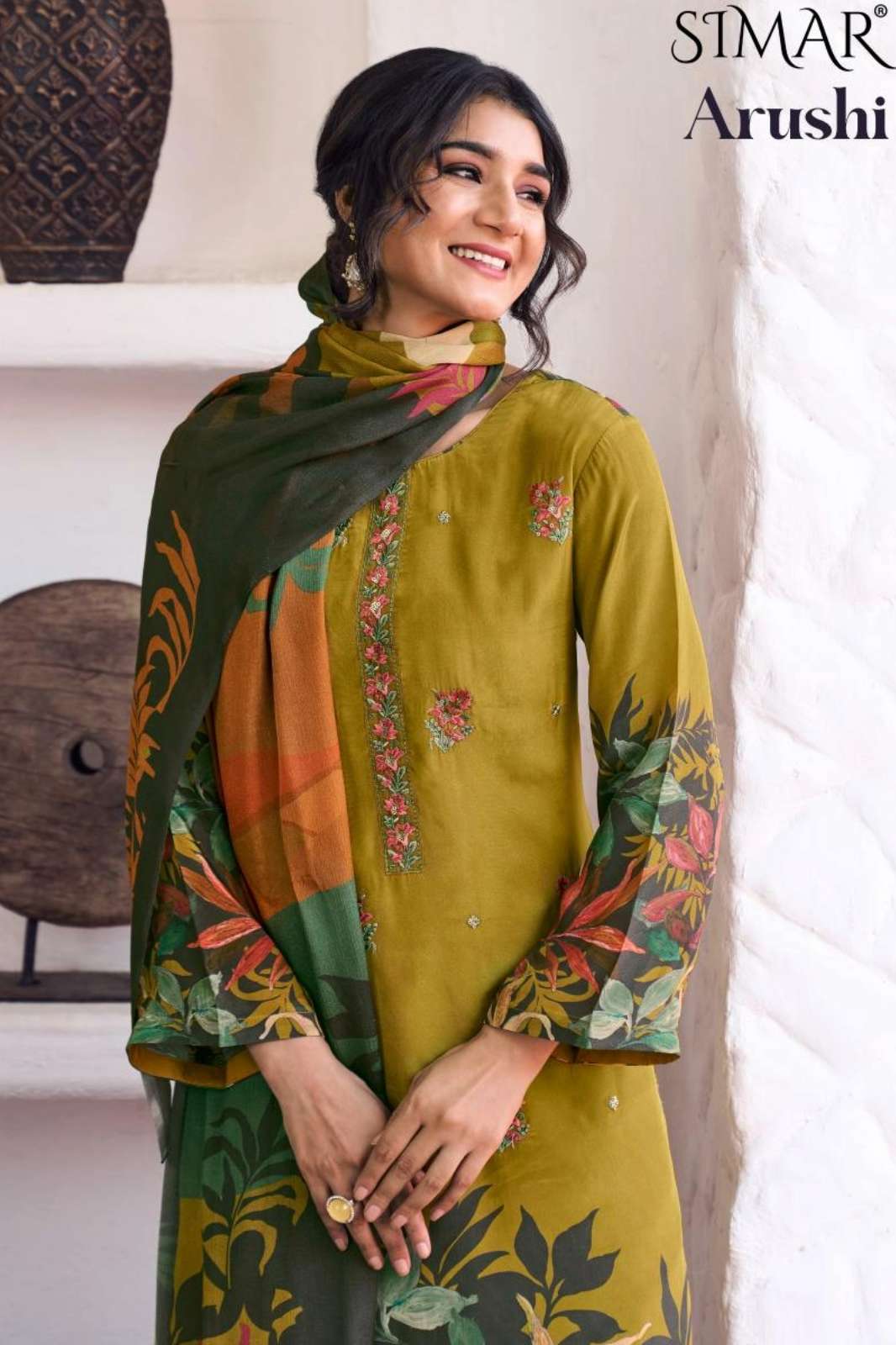 Simar ARUSHI Pure Natural Crape Digital Printed Suit With Embroidery work