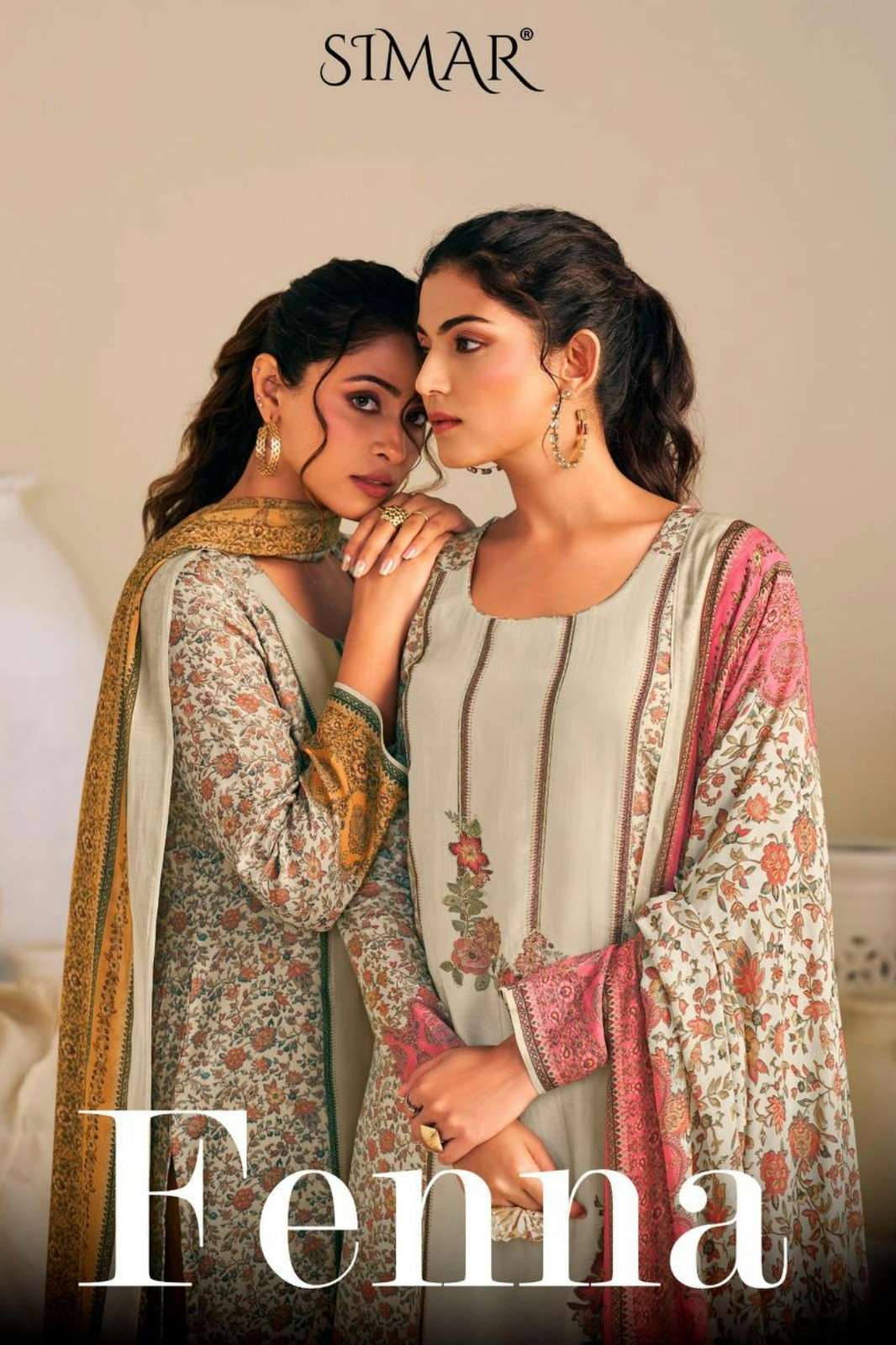 Simar FENNA Pure Viscose Pashmina Digital Printed Suit With Handwork
