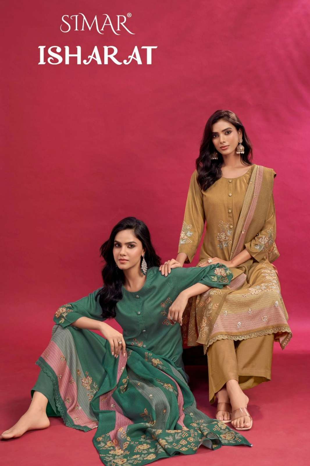 SIMAR ISHARAT Pure Viscose Pashmina Digital Printed Suit With Embroidery Work