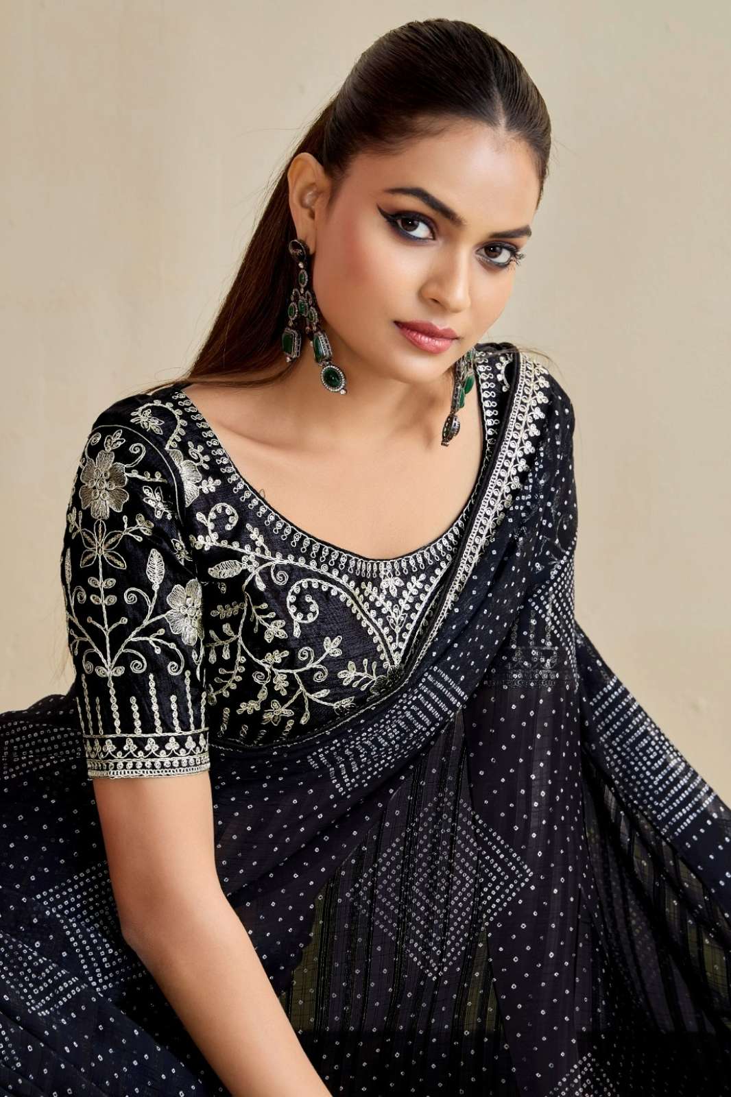 Stavan Bandhniya Georgette Fancy Pattern Designer Saree