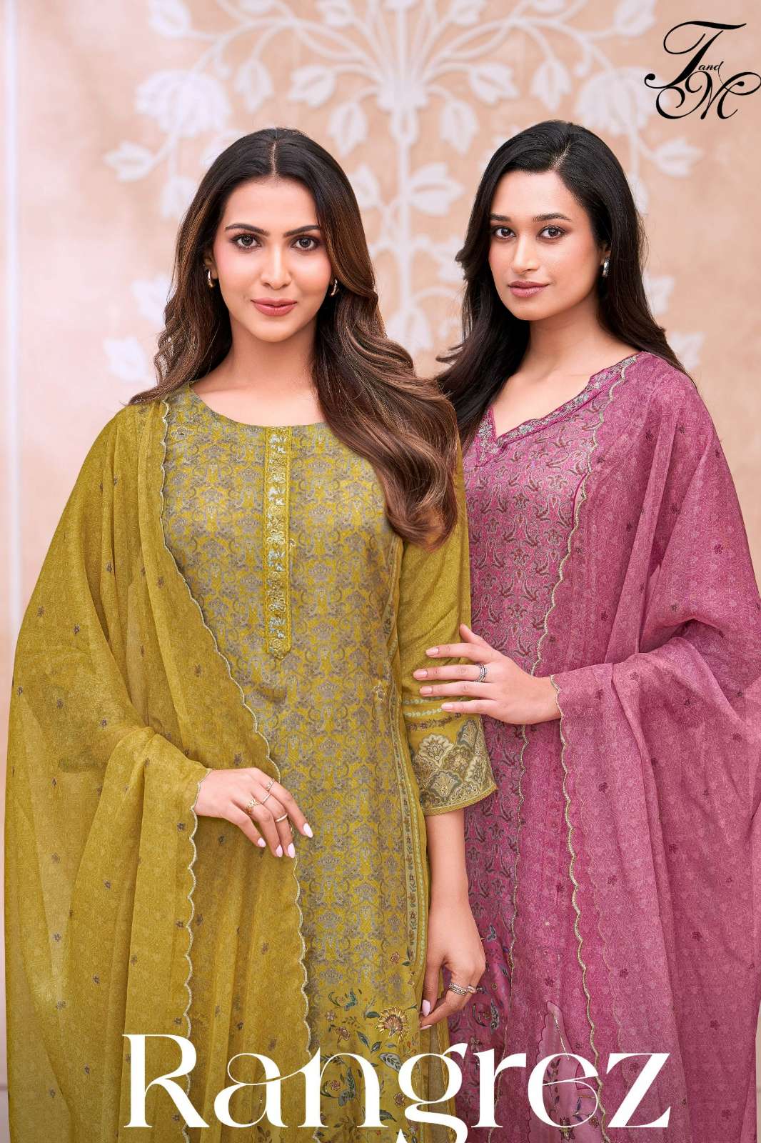 T&M RANGREZ PURE HO SILK DIGITAL PRINTED SUIT WITH HAND WORK