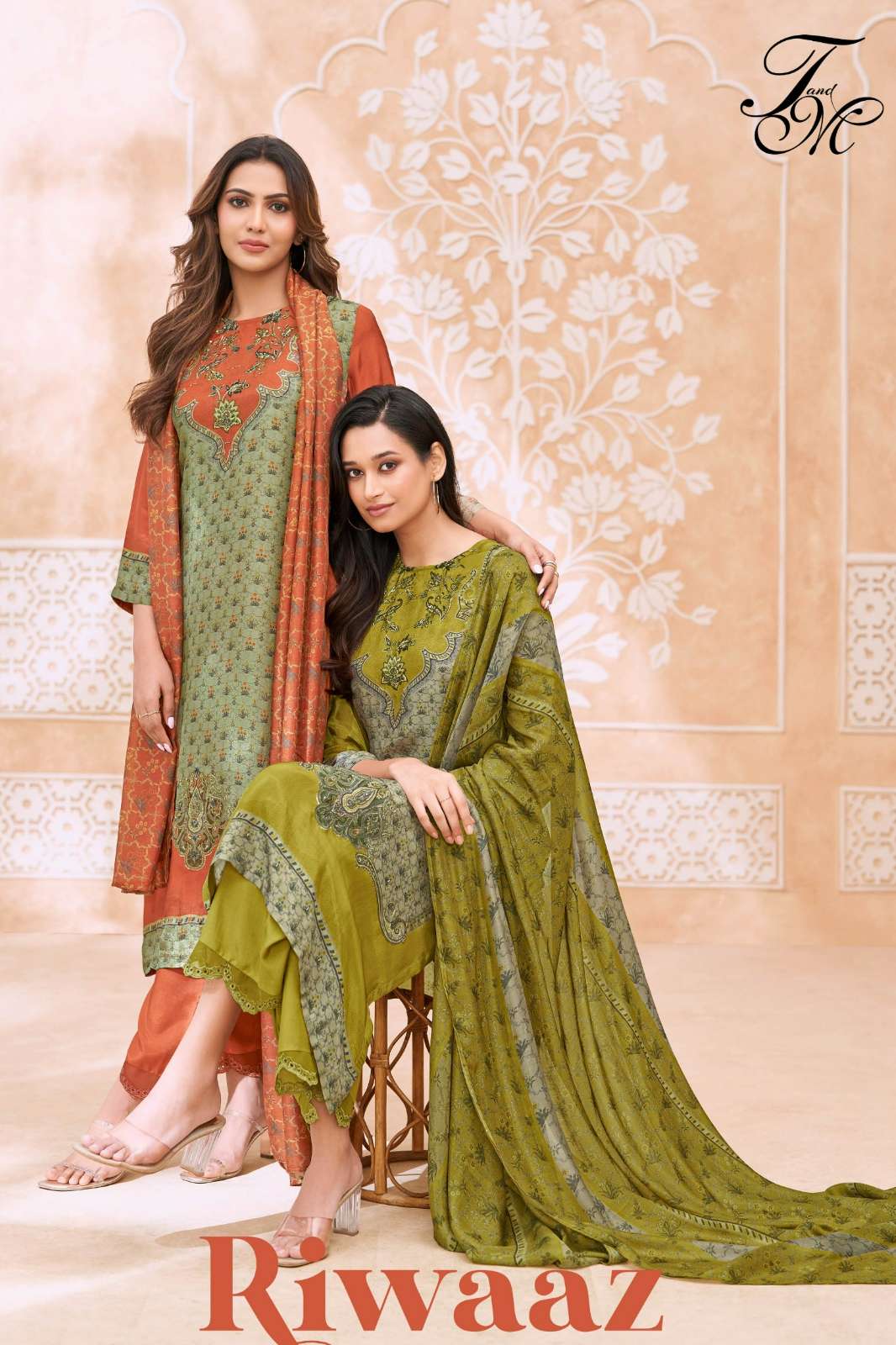 T&M RIWAAZ PURE HO SILK DIGITAL PRINTED SUIT WITH HAND WORK