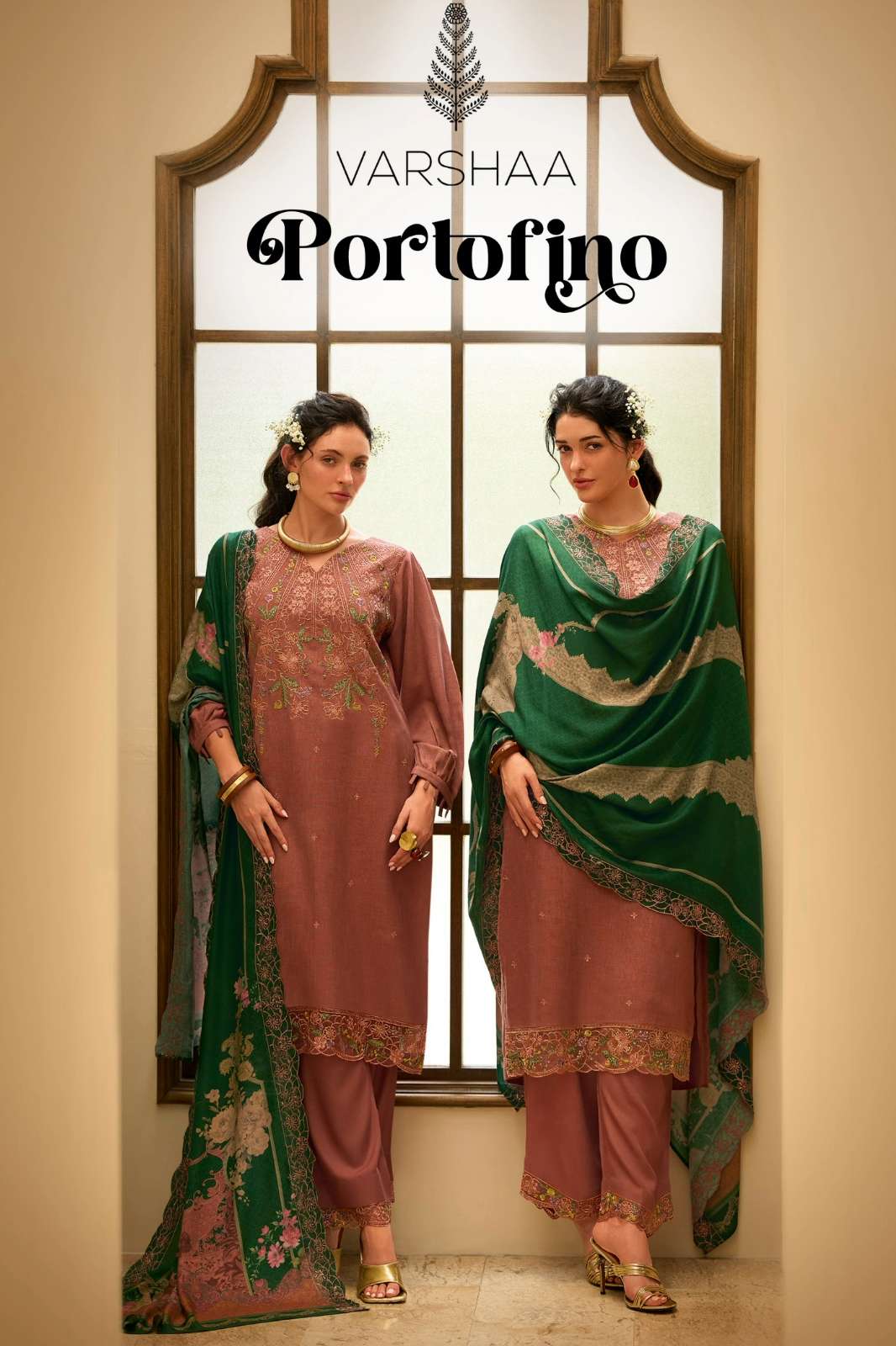 VARSHAA PORTOFINO EARTHLOOM SUIT WITH HEAVY EMBROIDERY WORK