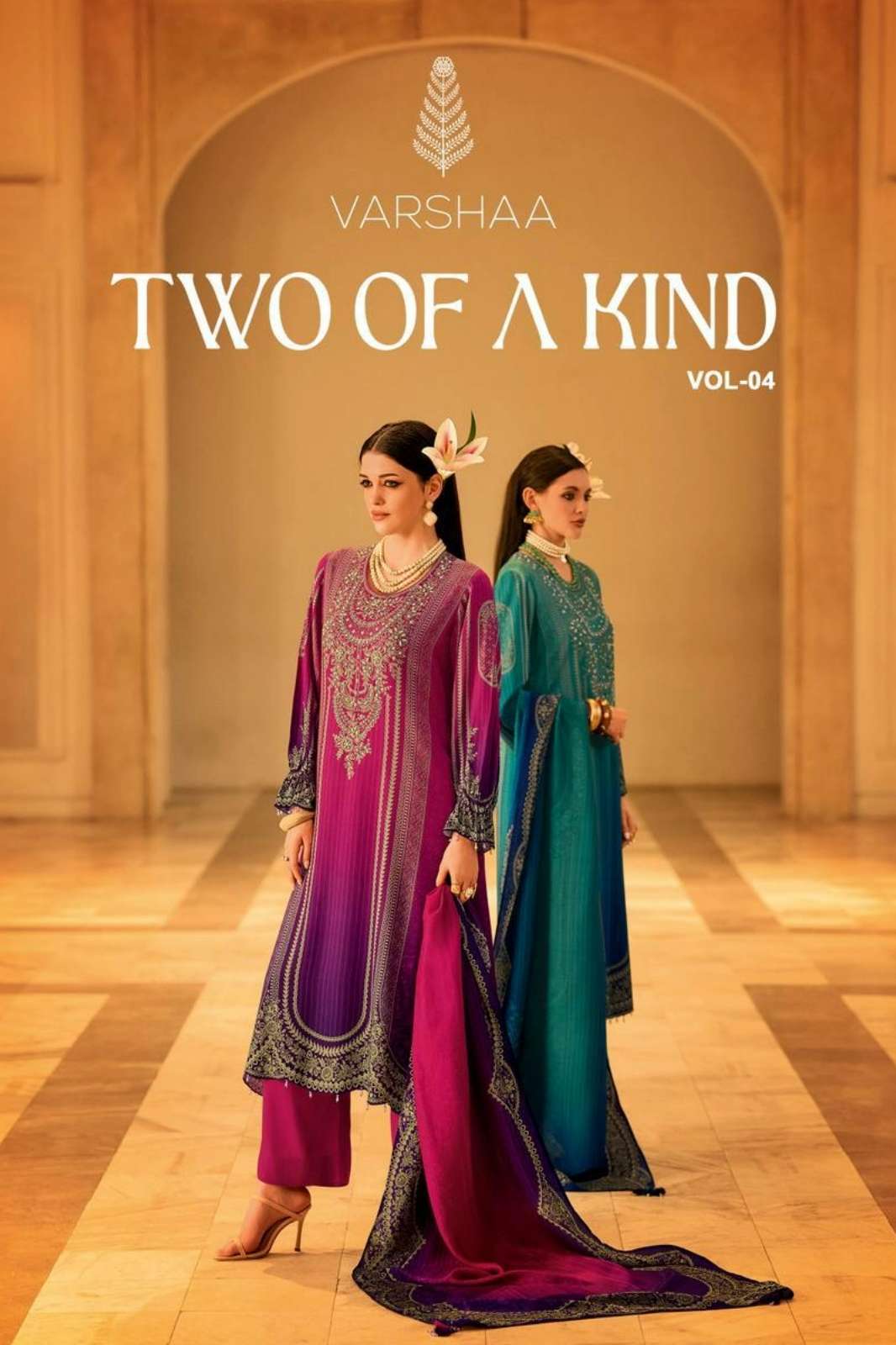 VARSHAA TWO OF A KIND VOL 04 VISCOSE PASHMINA SUIT WITH EMBROIDERY