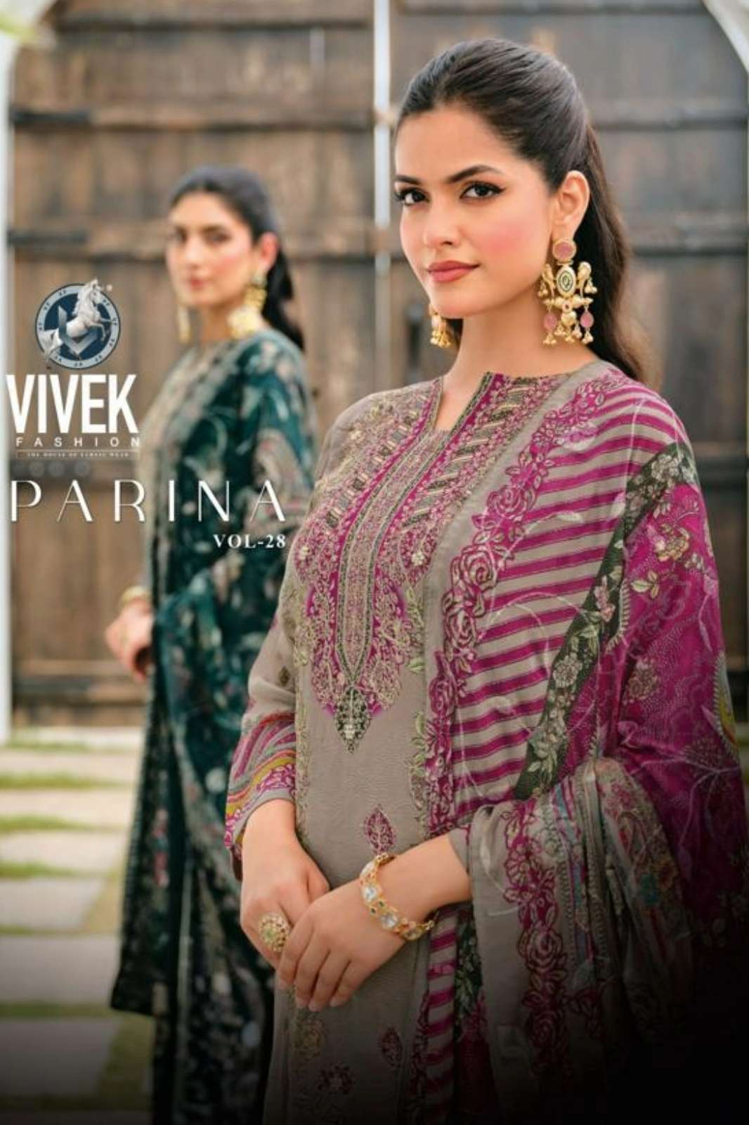 VIVEK PARINA VOL 28 PRIMIUM BEMBERG CRAPE DIGITAL PRINTED SUIT WITH HAND WORK