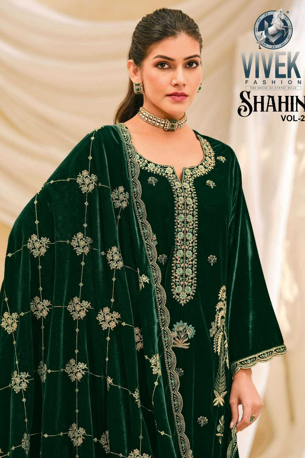 VIVEK SHAHIN 2 VELVET SUIT WITH EMBROIDERY WORK