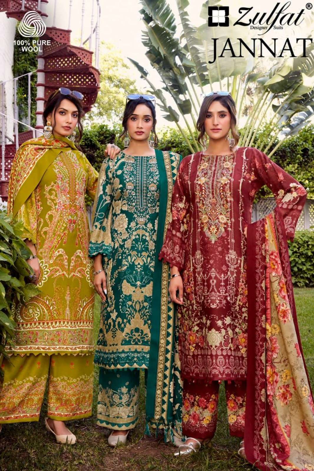 Zulfat JANNAT 100% Pure Woollen Pashmina Embroidered Pakistani Suit 