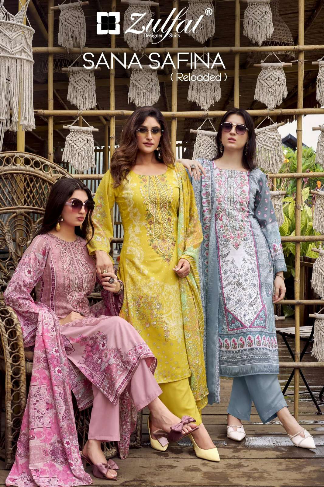 Zulfat SANA SAFINA 100% Pure Cotton Embroidered Pakistani Suit