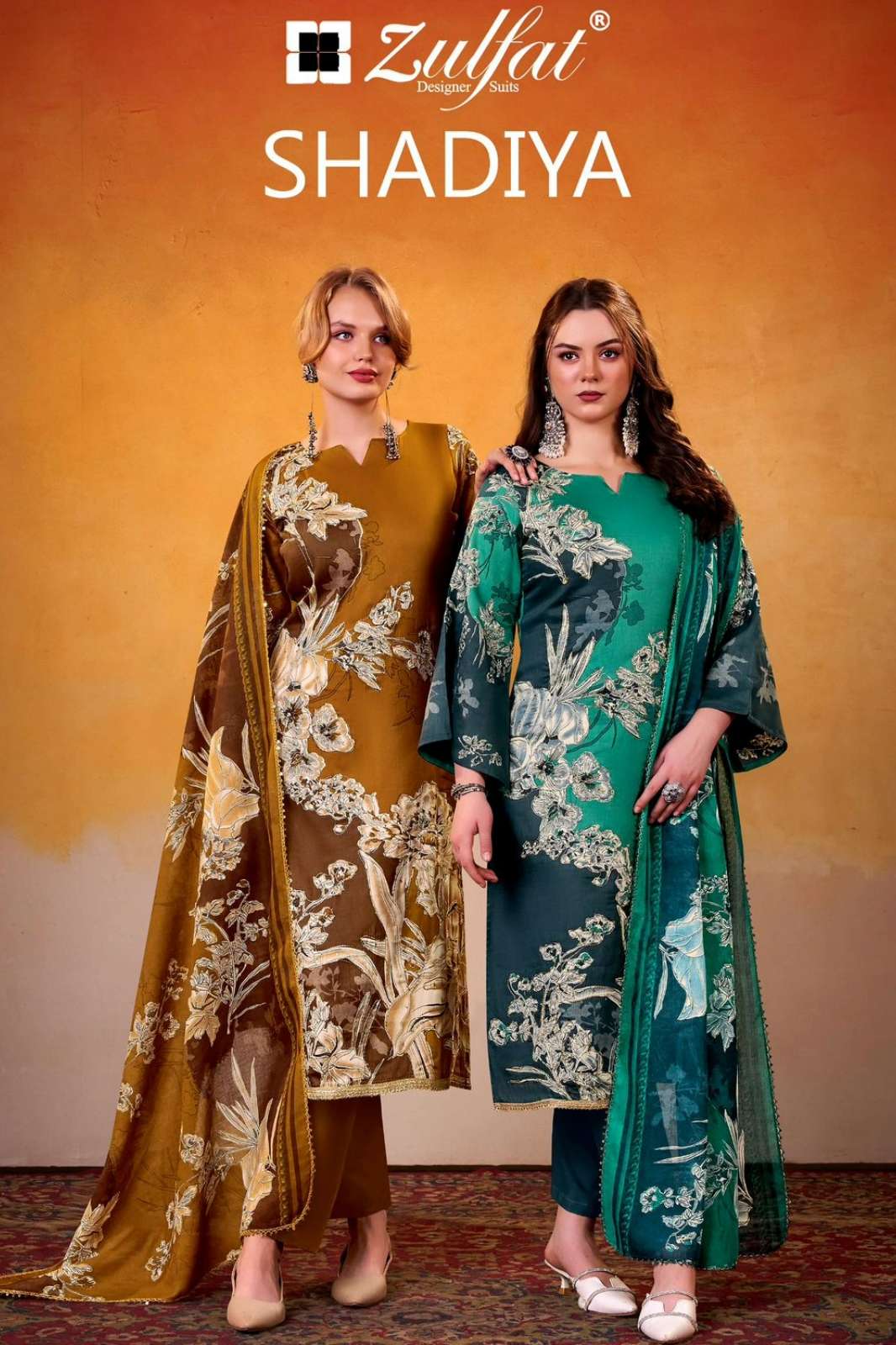 Zulfat SHADIYA 100% Pure Cotton Exclusive Printed Suit with Handwork