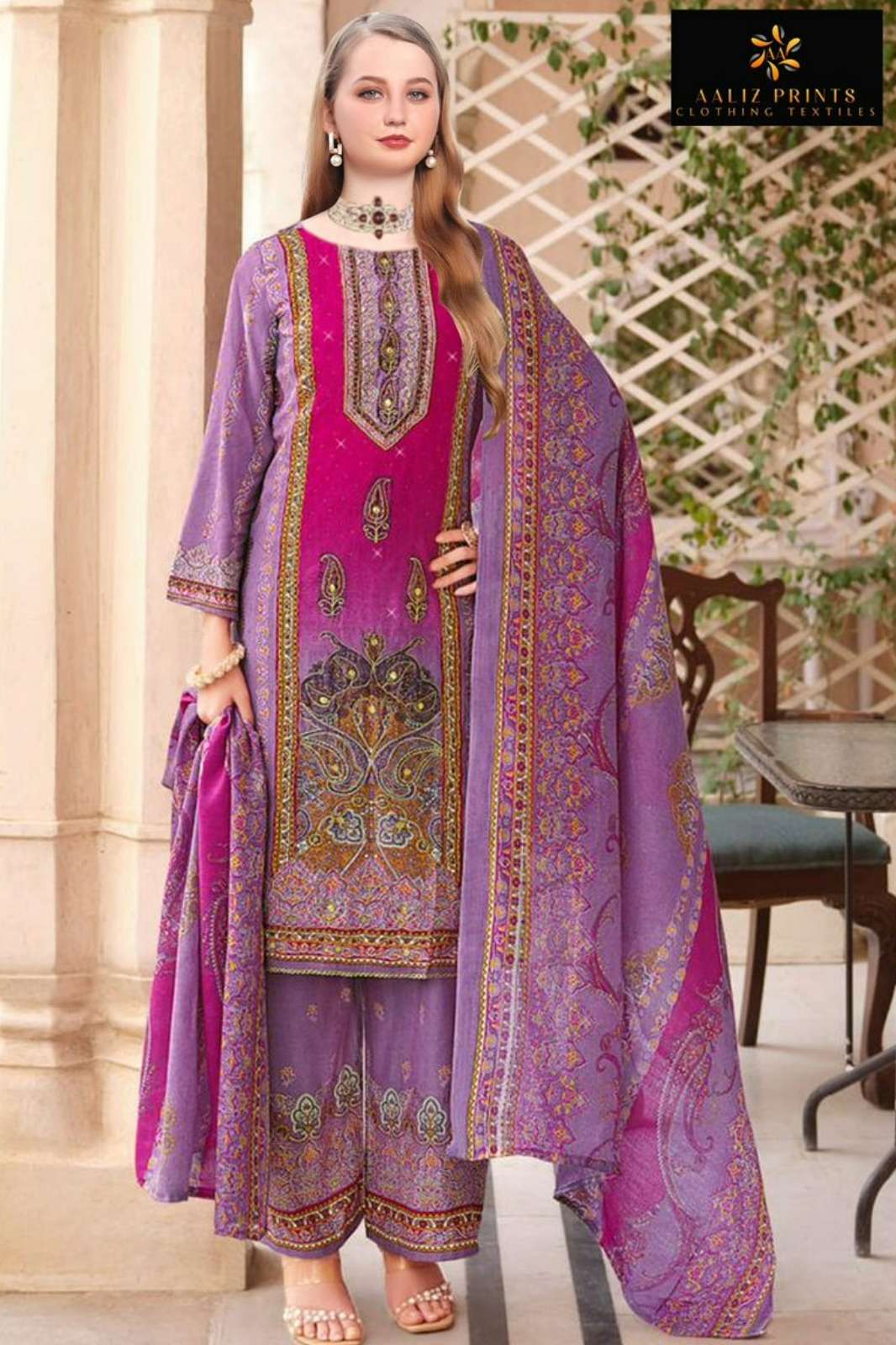 AALIZ PRINTS Aliza Vol 6 Pure Cotton Handwork Aariwork Pakistani Suit