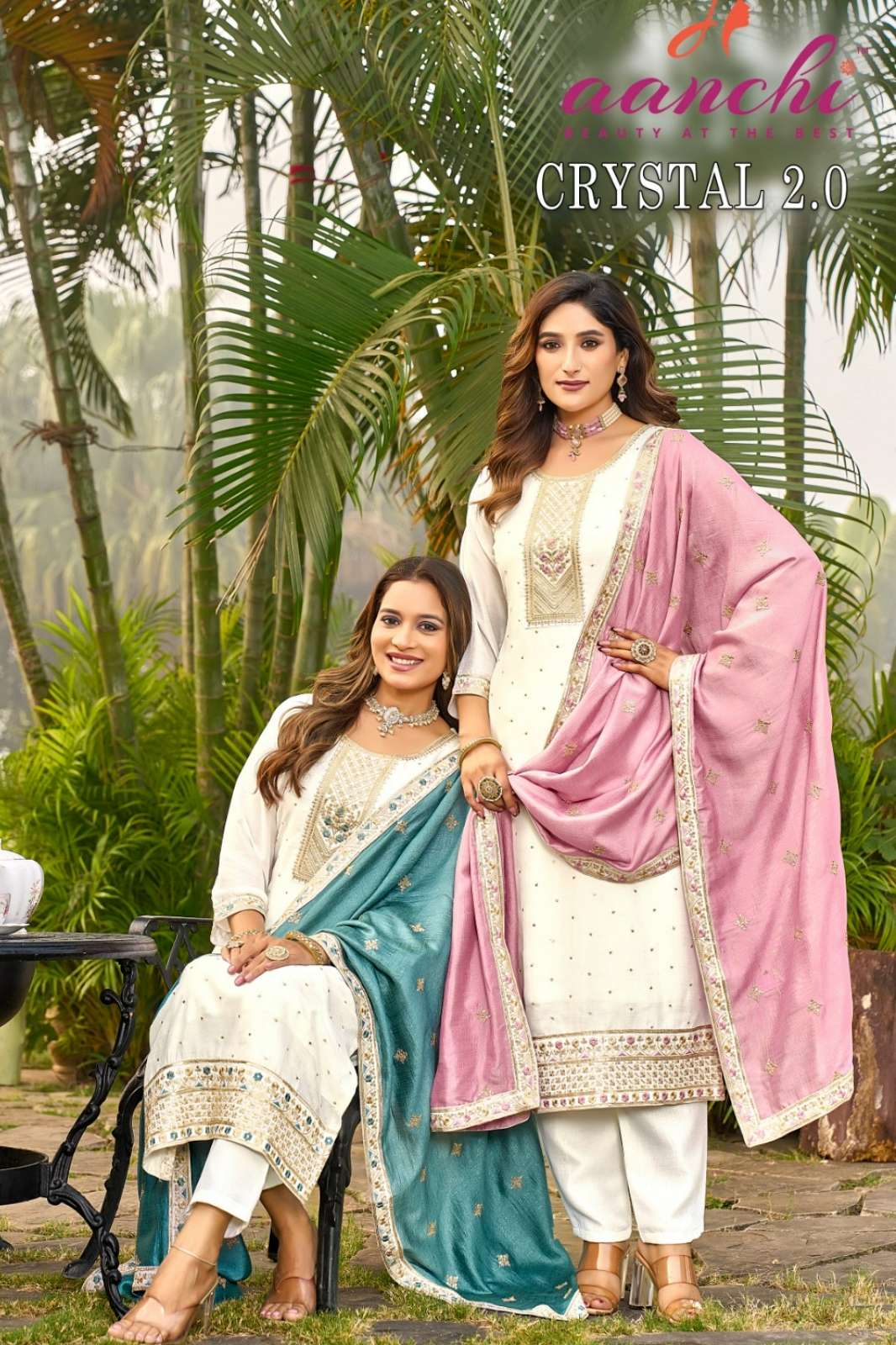  AANCHI CRYSTAL 2.0 Ready to Wear Beautiful Embroidered Vichitra Silk Suit