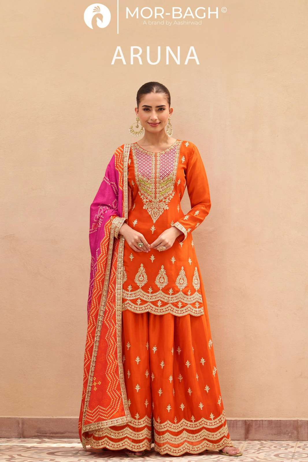 Aashirwad ARUNA Ready to Wear Premium Chinon Silk Embroidered Suit