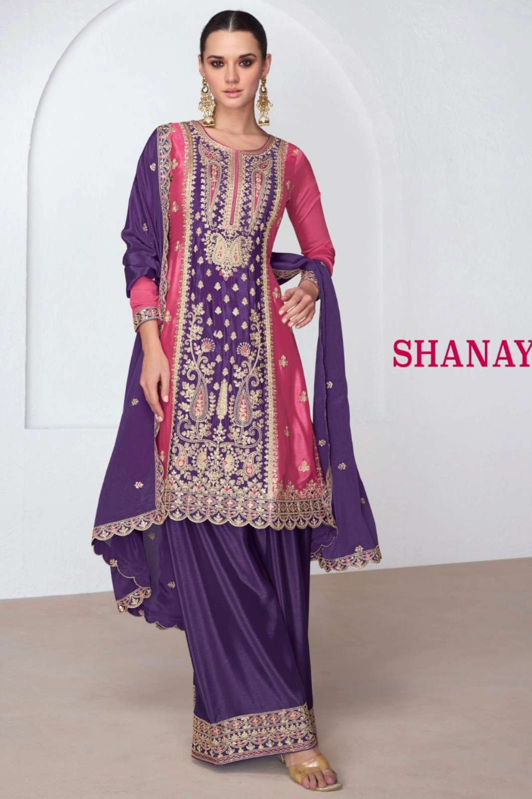 Aashirwad SHANAYA Ready to Wear Premium Chinon Silk Embroidered Suit