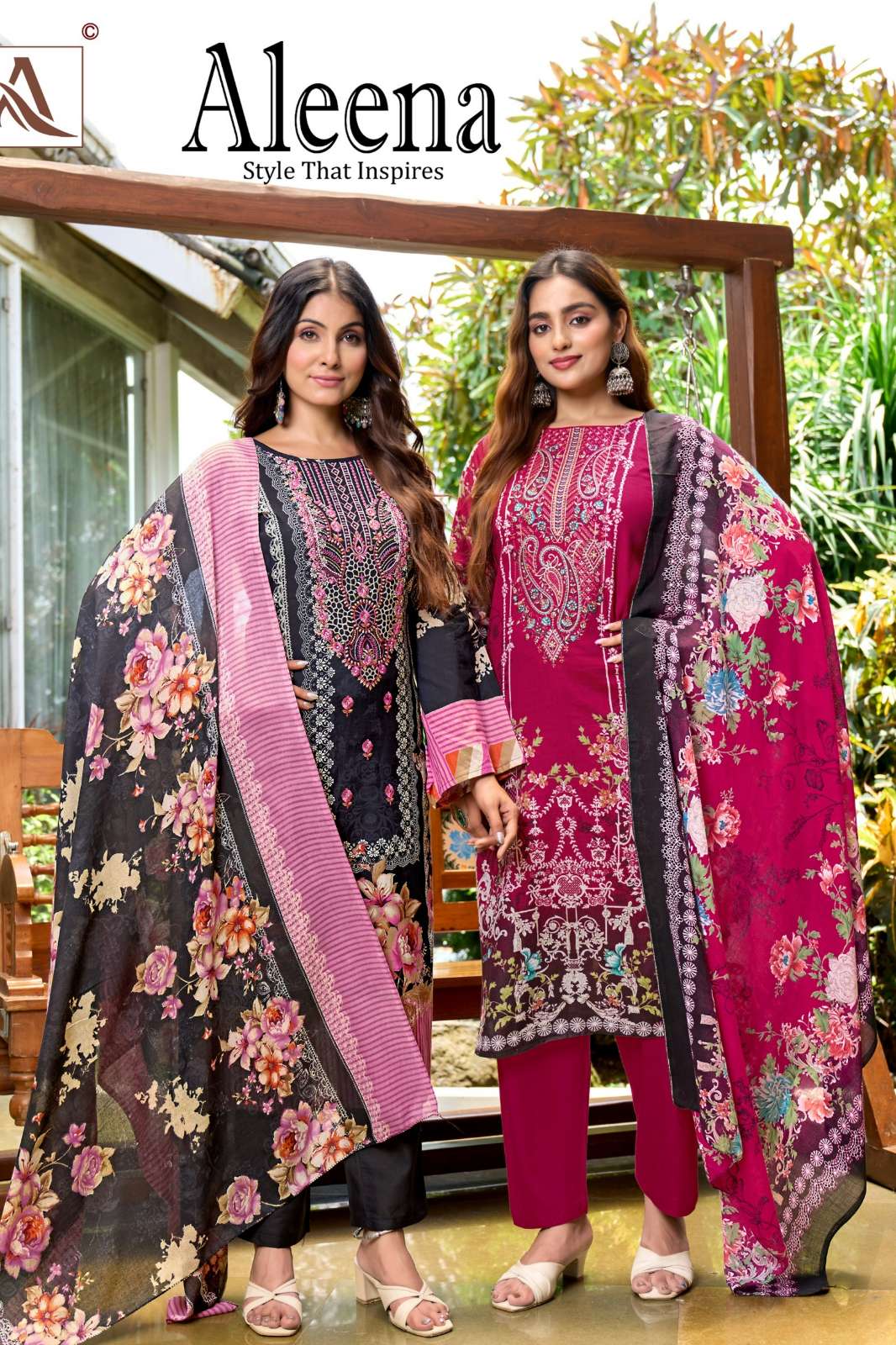Alok Suit ALEENA Pure Cambric Cotton Pakistani Suit With Embroidery Work