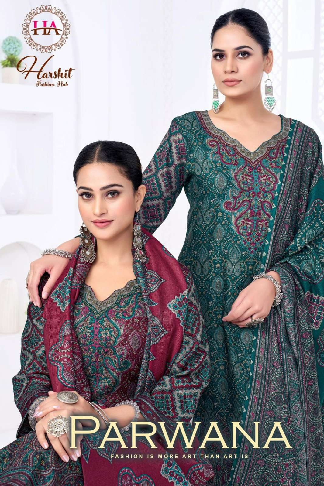 Alok Suit PARWANA Premium Winter Pashmina Suit with Swarovski Diamond Work