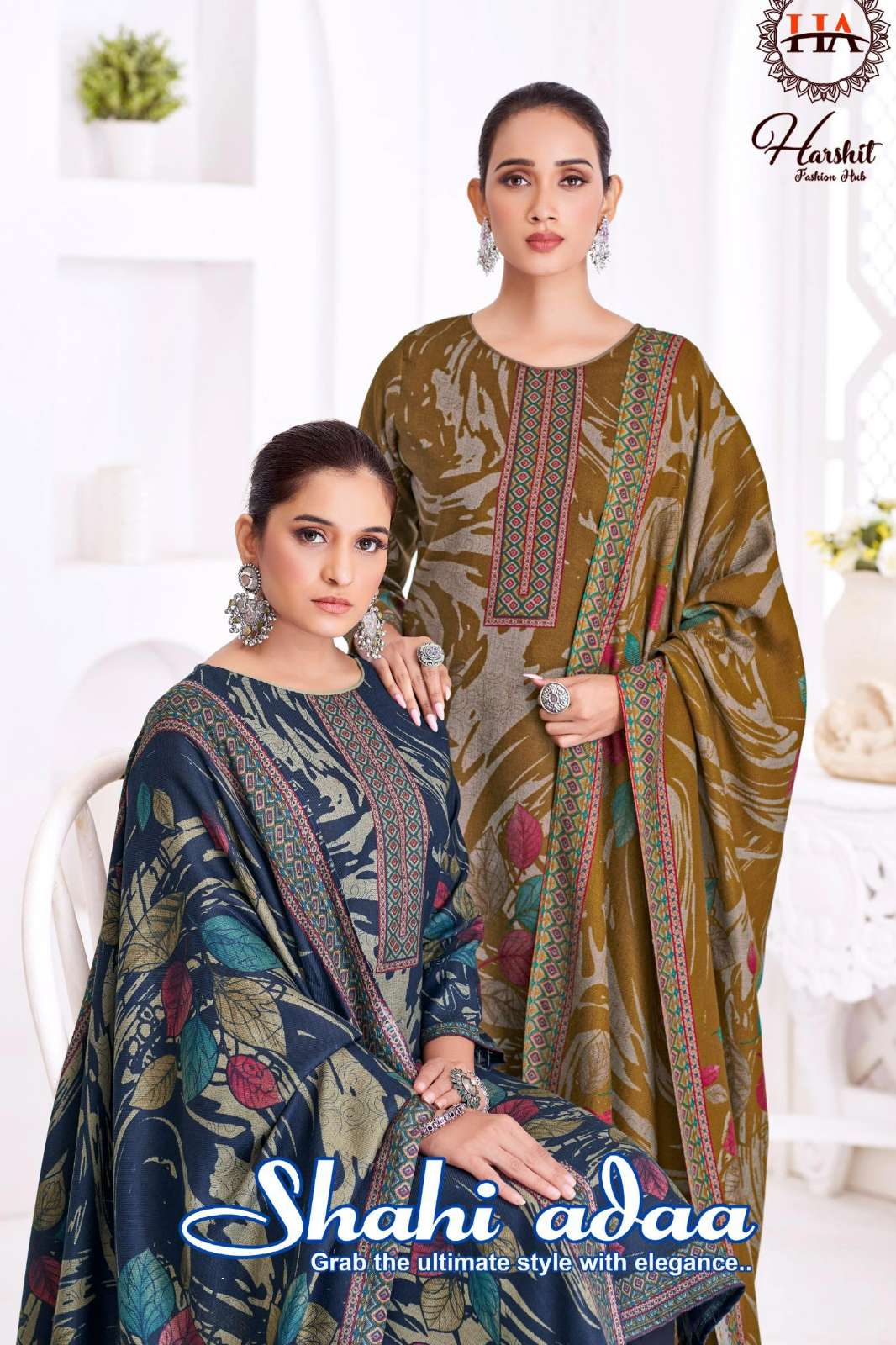 Alok Suit SHAHI ADAA Premium Winter Pashmina Suit with Swarovski Diamond Work