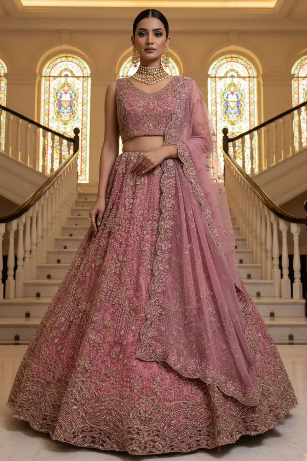 Anjani Arts 2928 Beautiful Net Embroidered Wedding Wear Lehenga Choli