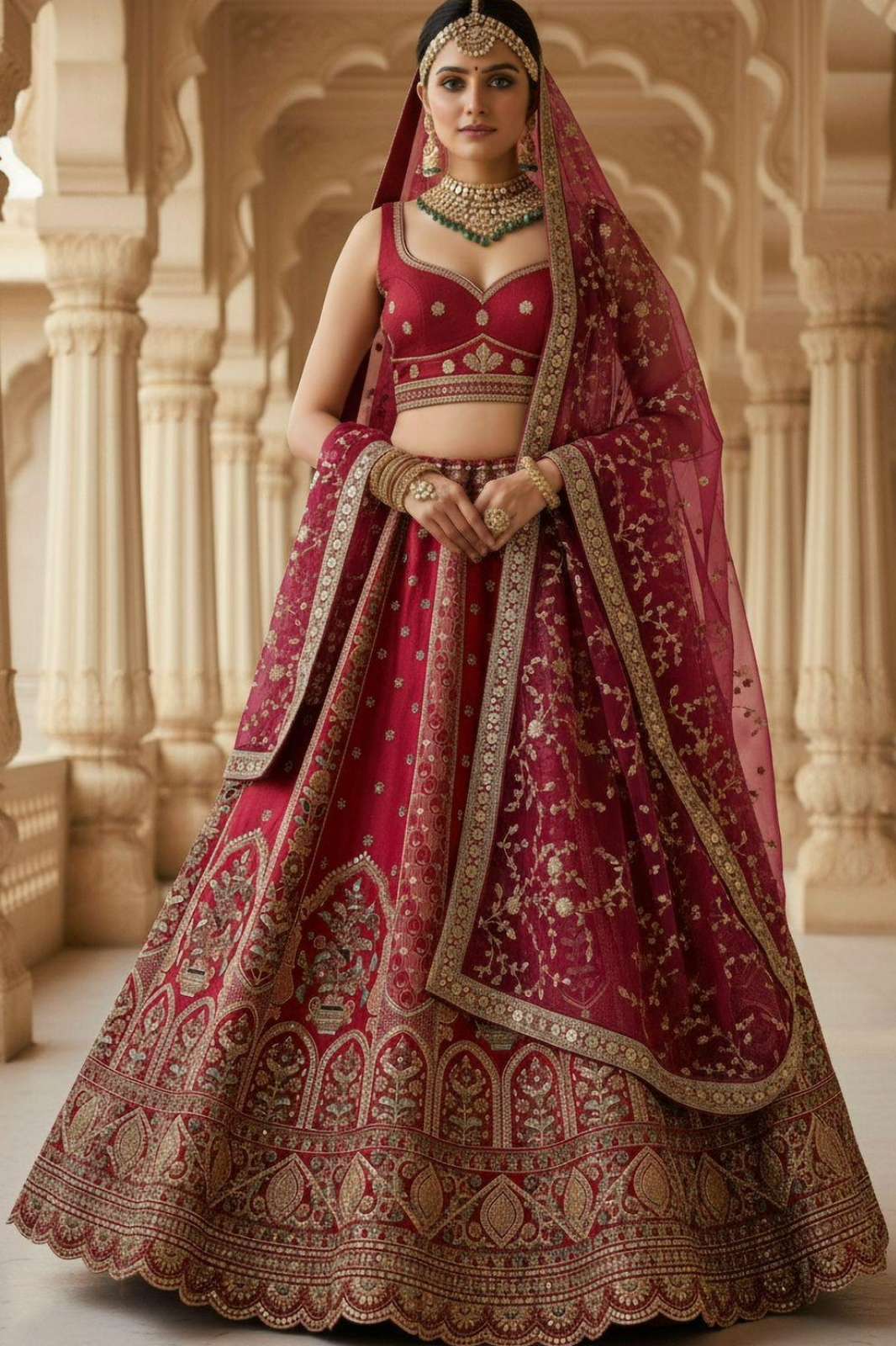 Anjani Arts 2930 Beautiful Gadhwal Silk Embroidered Bridal Wear Lehenga choli