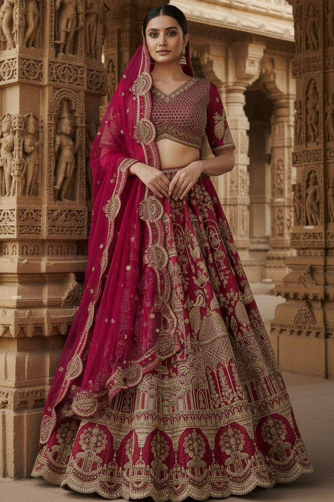 Anjani Arts 2934 Beautiful Silk Embroidered Bridal Wear Lehenga choli