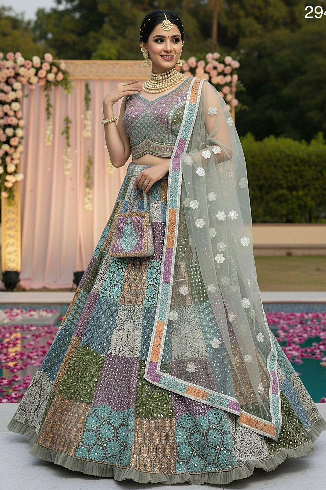 Anjani Arts 2940 Beautiful Net Embroidered Wedding Wear Lehenga Choli