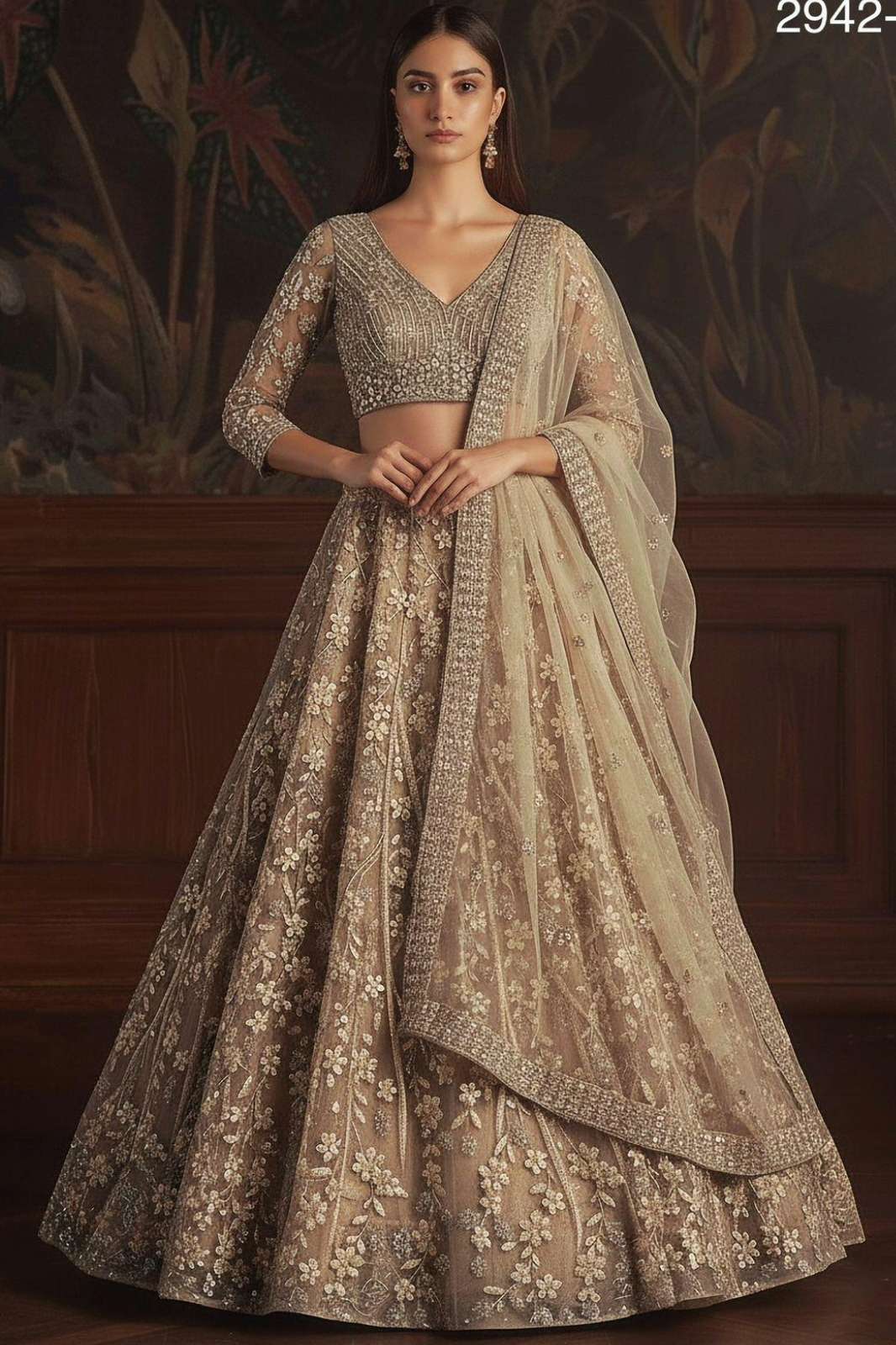 Anjani Arts 2942 Beautiful Net Embroidered Wedding Wear Lehenga Choli