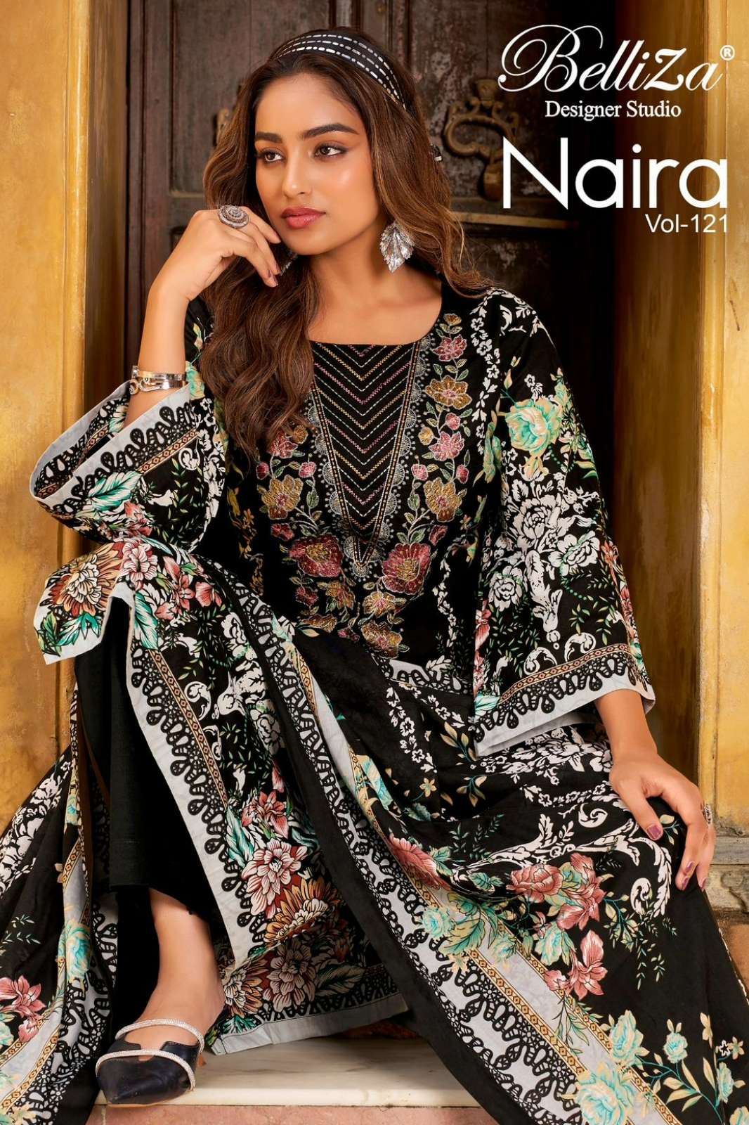 Belliza NAIRA VOL 121 100% Pure Cotton Digital Printed & Embroidered Pakistani Suit