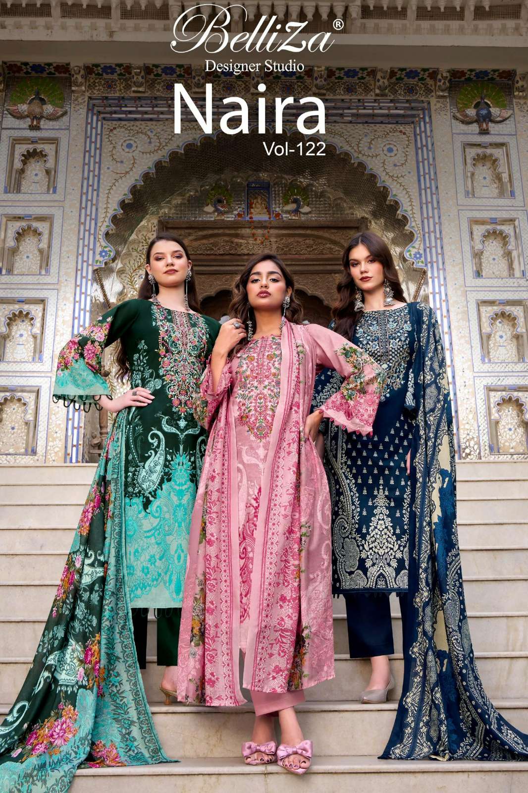Belliza NAIRA VOL 122 100% Pure Cotton Digital Printed & Embroidered Pakistani Suit