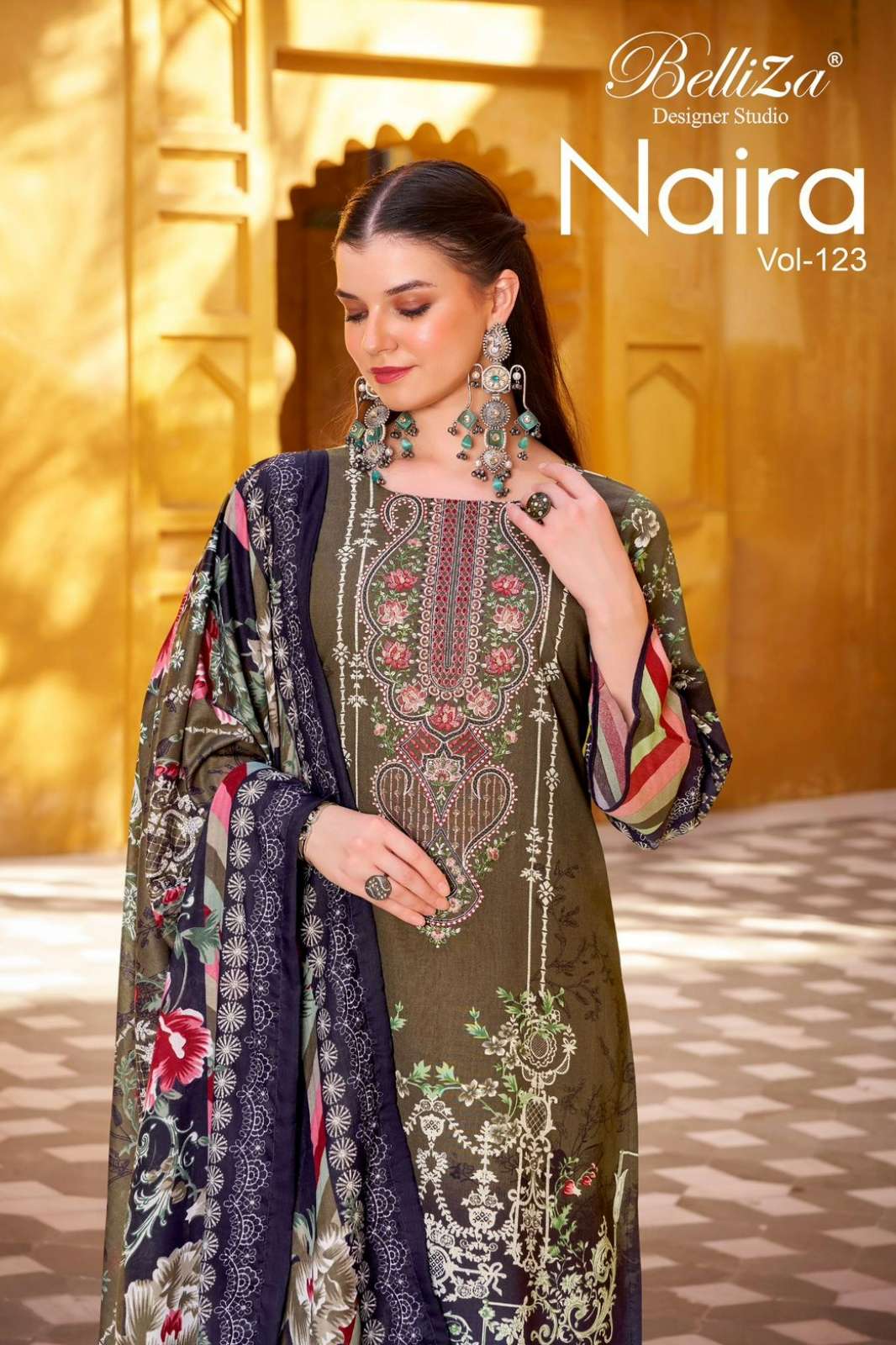 Belliza NAIRA VOL 123 100% Pure Cotton Pakistani Suit with Embroidery