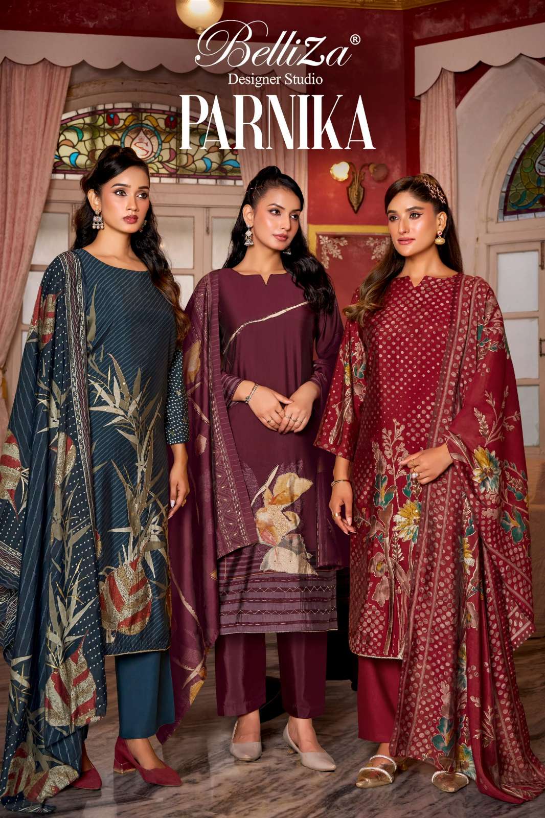 Belliza PARNIKA 100% Pure Modal Viscose Muslin Foil Printed Pakistani Suit 