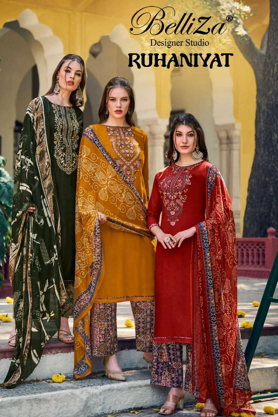 Belliza RUHANIYAT 100% Pure Viscose Rayon Pakistani Suit with Embroidery