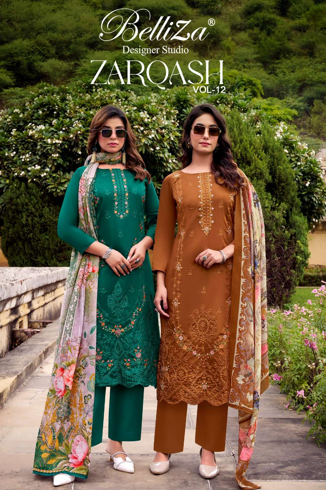 Belliza ZARQASH VOL 12 100% Pure Jaam Pakistani Suit with Embroidery