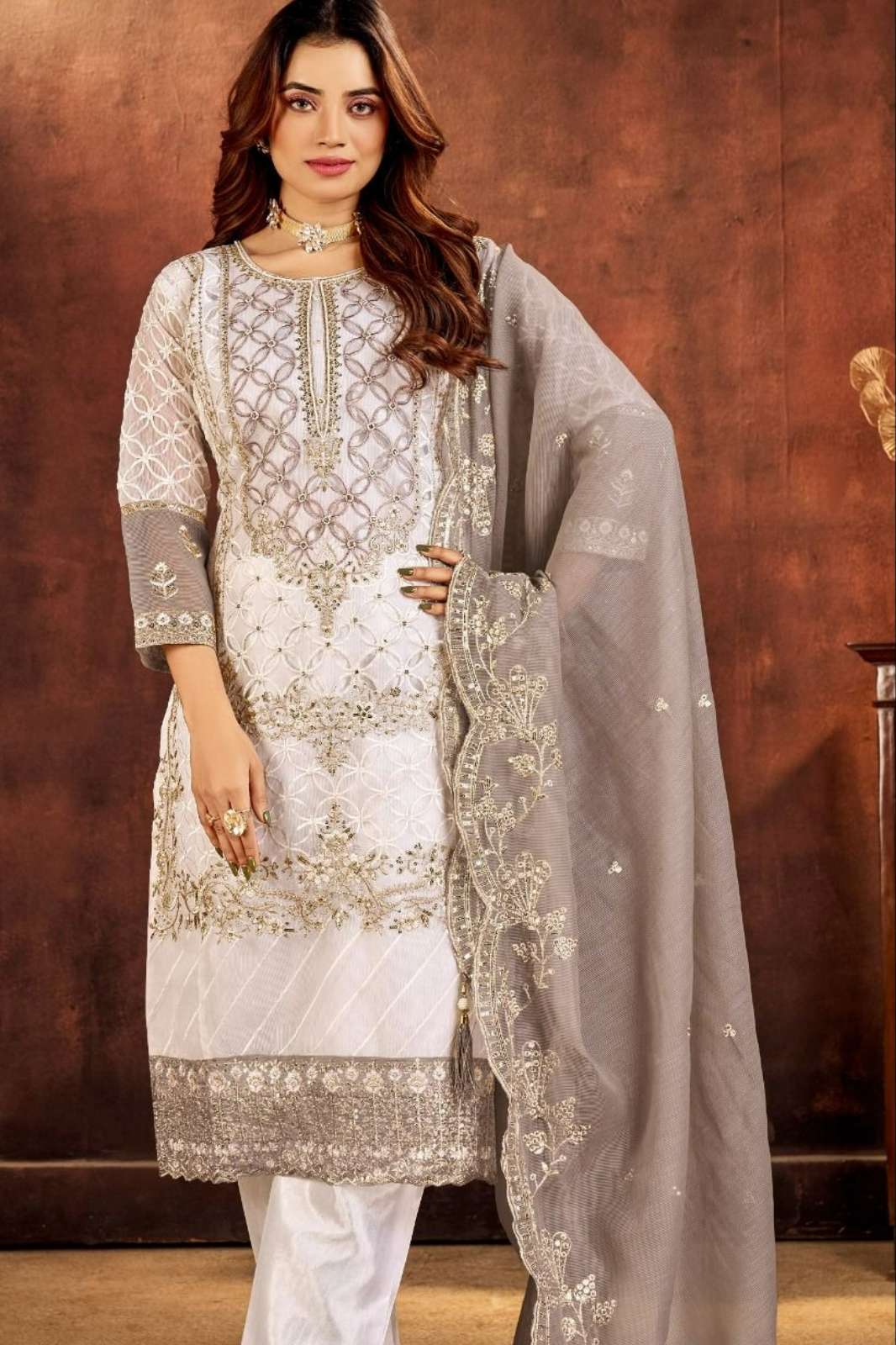 BILQIS B 219 A TO D KOTA CHECKS EMBROIDERED & HANDWORK PAKISTANI SUIT