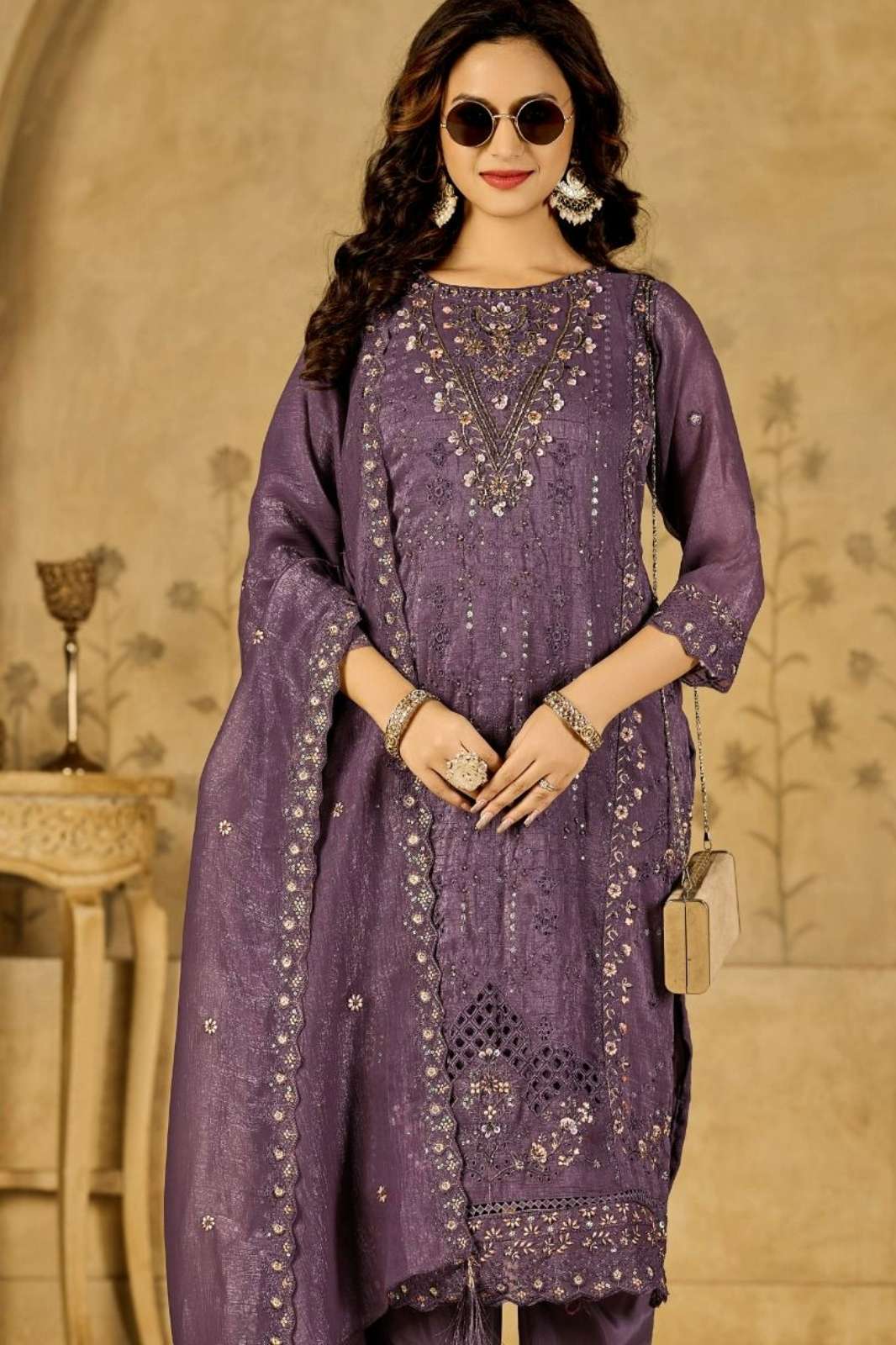 BILQIS B 221 A TO D CRUNCHY EMBROIDERED & KHATLI WORK PAKISTANI SUIT