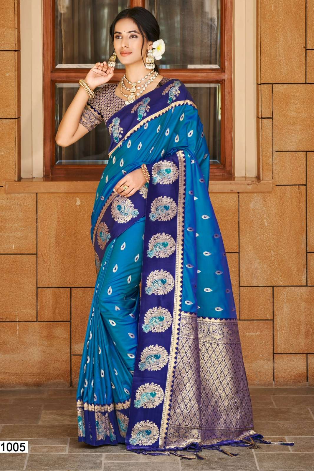Bunawat Veena Silk 1001 TO 1008 Silk with Contrast Border Weaving Saree