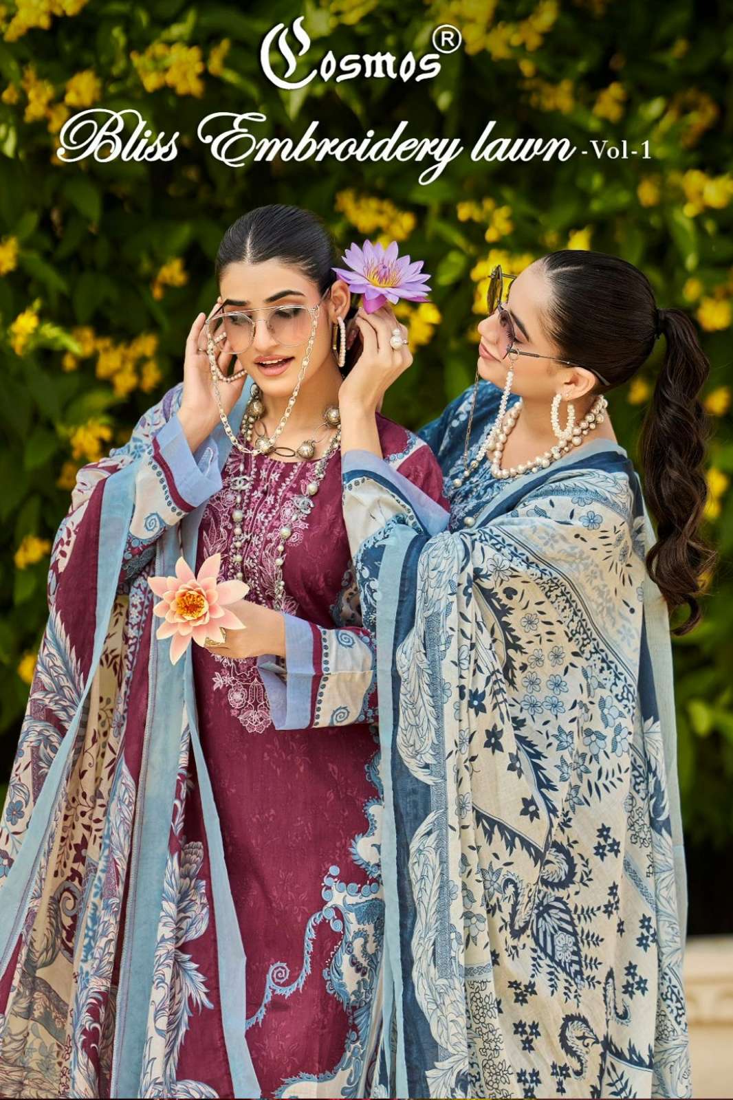 COSMOS FASHION Bliss Embroidery lawn vol 1 Embroidery Work Cotton Pakistani Suit