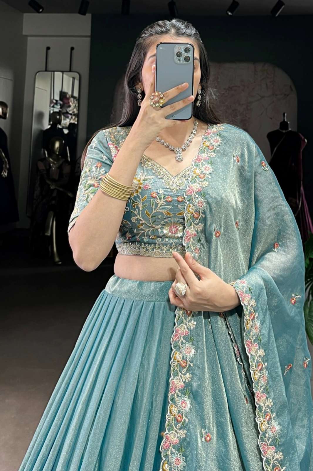 Crazy Cloths 1450SBL Zari Shimmer Designer Lehenga Choli