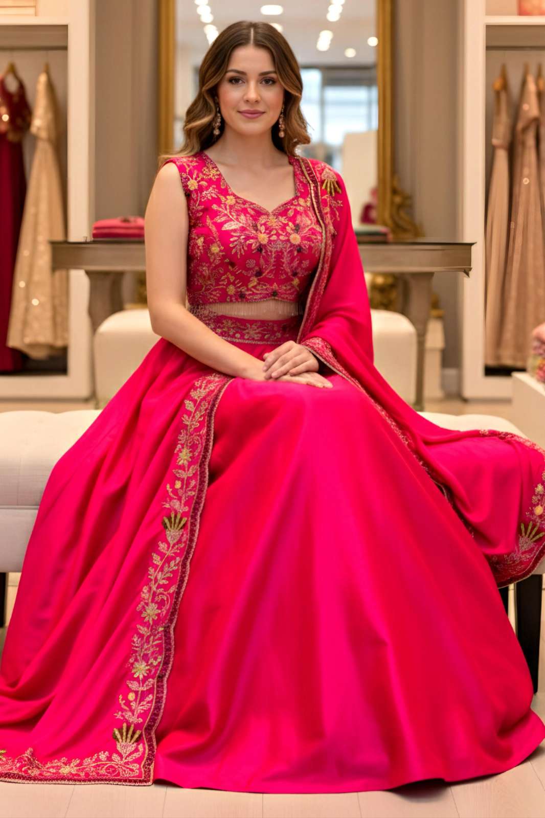 Crazy Cloths 5101 Malai Satin Sangeet or wedding Ceremony Lehenga