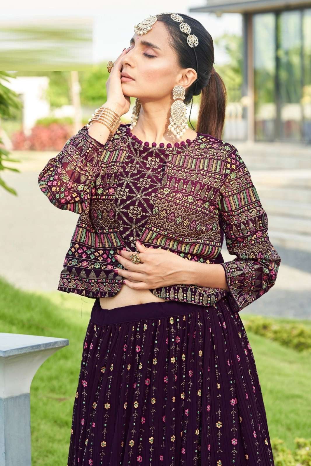 Crazy Cloths AMALA Georgette Ready to Wear Lehenga Choli with Koti