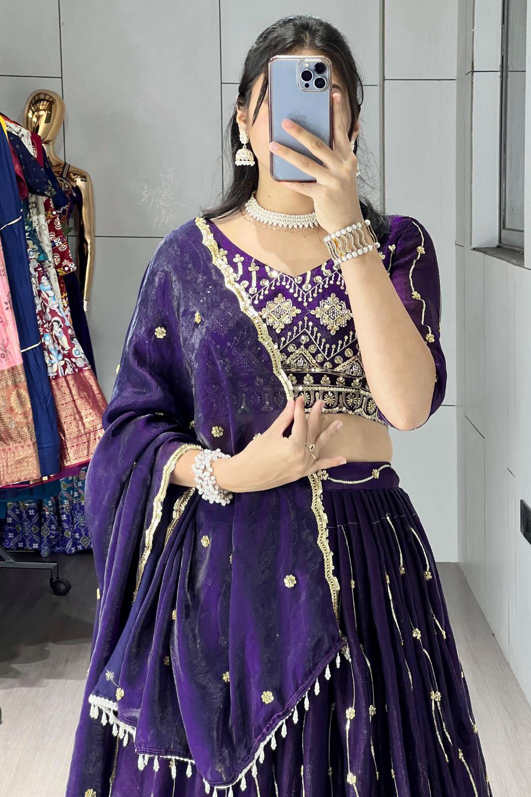 Crazy Cloths Fendy Satin Beads Embroidery Lehenga Choli