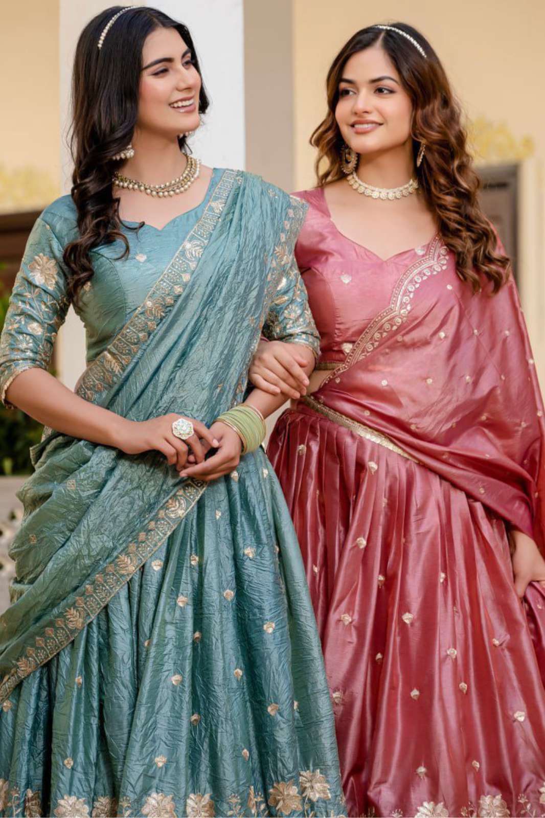 Crazy Cloths Gold Crush Designer Lehenga Blouse & Dupatta Set