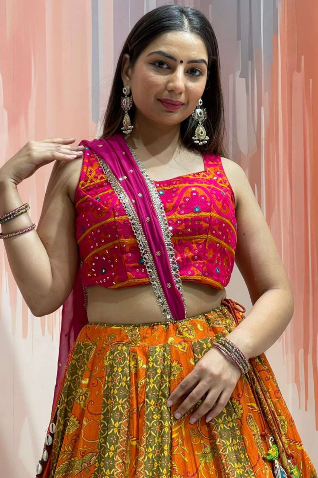 Crazy Cloths KESARIYA Classic Vintage Printed Kesariya Style Chaniya Choli